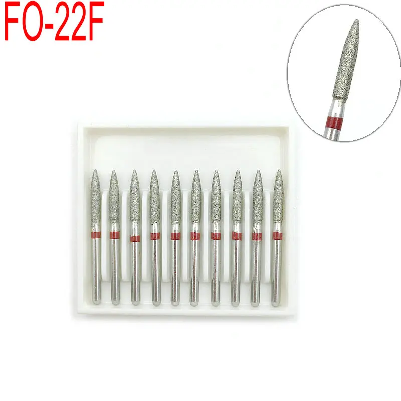 

10pcs FO-22F Dental Diamond Burs Drill Dentistry Burs High Speed Handpiece FG Handle Diameter 1.6mm Dentist Tools
