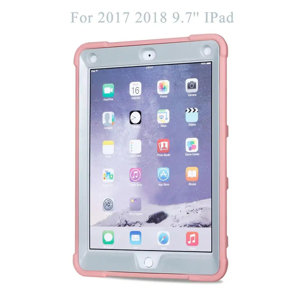 Rose-Grey Бронированный Чехол для iPad 9,7 5-го 6-го поколения безопасный сверхпрочный силиконовый Жесткий Чехол для iPad 9,7 чехол для планшета - Цвет: Rose-Grey