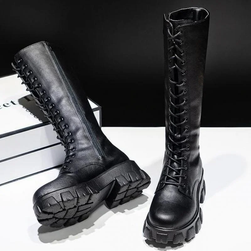 

Sexy High Boots Knee-high Pu Boots High Heels For Women Fashion Shoes 2021 Spring Autumn Booties Female Plus Size 35-43