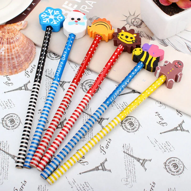 

2 Pc Random Color Cartoon Paint Magic Writing Drawing Pencil W/Soft Eraser Cleaner