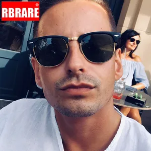 Солнечные очки RBRARE с полуоправой UV400 для мужчин и женщин, поляризационные солнцезащитные, в классическом ретро стиле