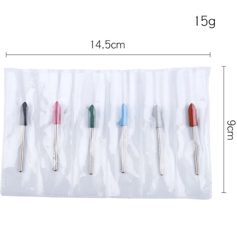 6 шт./компл. резиновые силиконовые фрезы для ногтей маникюра гибкая полировальная