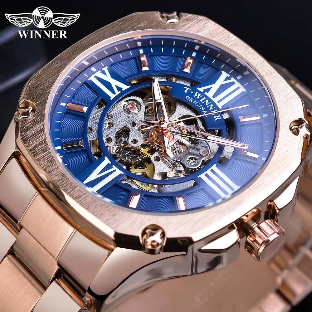 Часы наручные Winner Мужские механические уникальные квадратные деловые