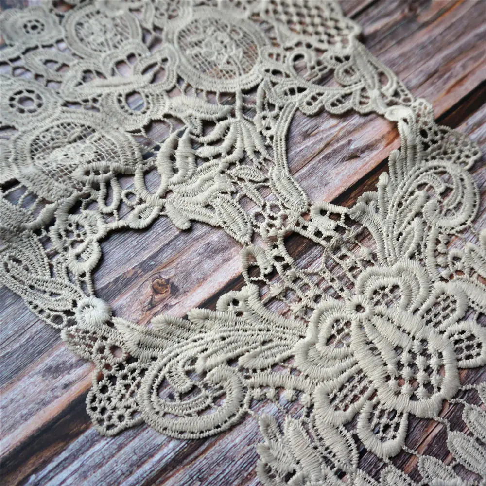 Бежевый вышитый череп цветочная ткань воротник Готический наряд аппликации