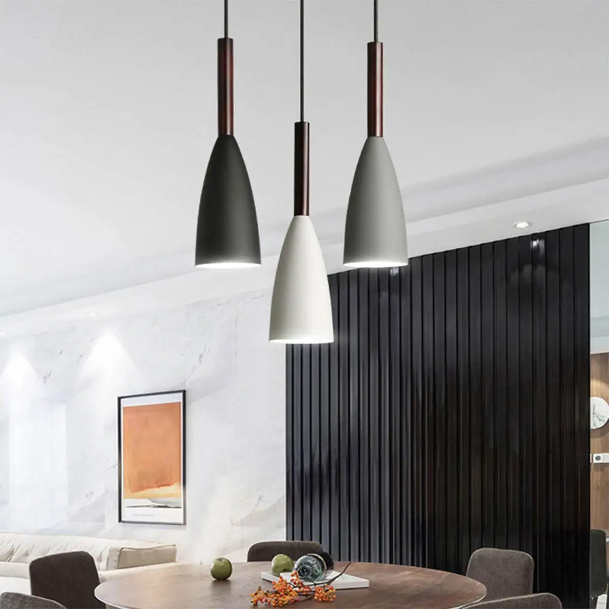 

Минималистичные подвесные светильники E27 в скандинавском стиле, 3 лампочки для обеденного стола, кухонного островка, современные светильни...
