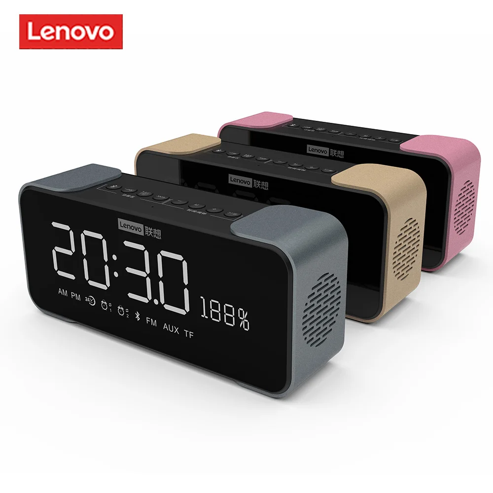 

Lenovo L022 Bluetooth 5.0 Speaker LED Alarm Clock Portable Wireless Speakers Subwoofer Bass Stereo Speakers TF Card AUX Speakers