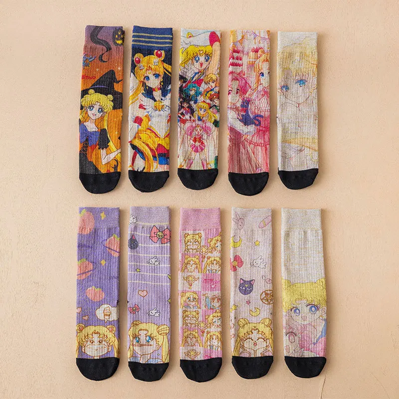 

Fall Spring Kawaii Cartoon Sailor Socks Women's Japanese Style Cotton Casual Novelty Egirl Long Funny Designer Cute Anime Socks