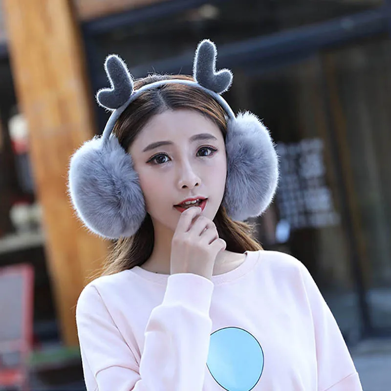 Calymel модные унисекс Женские теплые наушники новинка милые рога меховые зимние