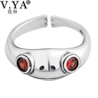 V.YA 100% 925 стерлингового серебра гранат в виде лягушки из кольца для женщин, для девушек и женщин, милые модные Открытое кольцо ювелирные изделия элегантный подарок на Новый год