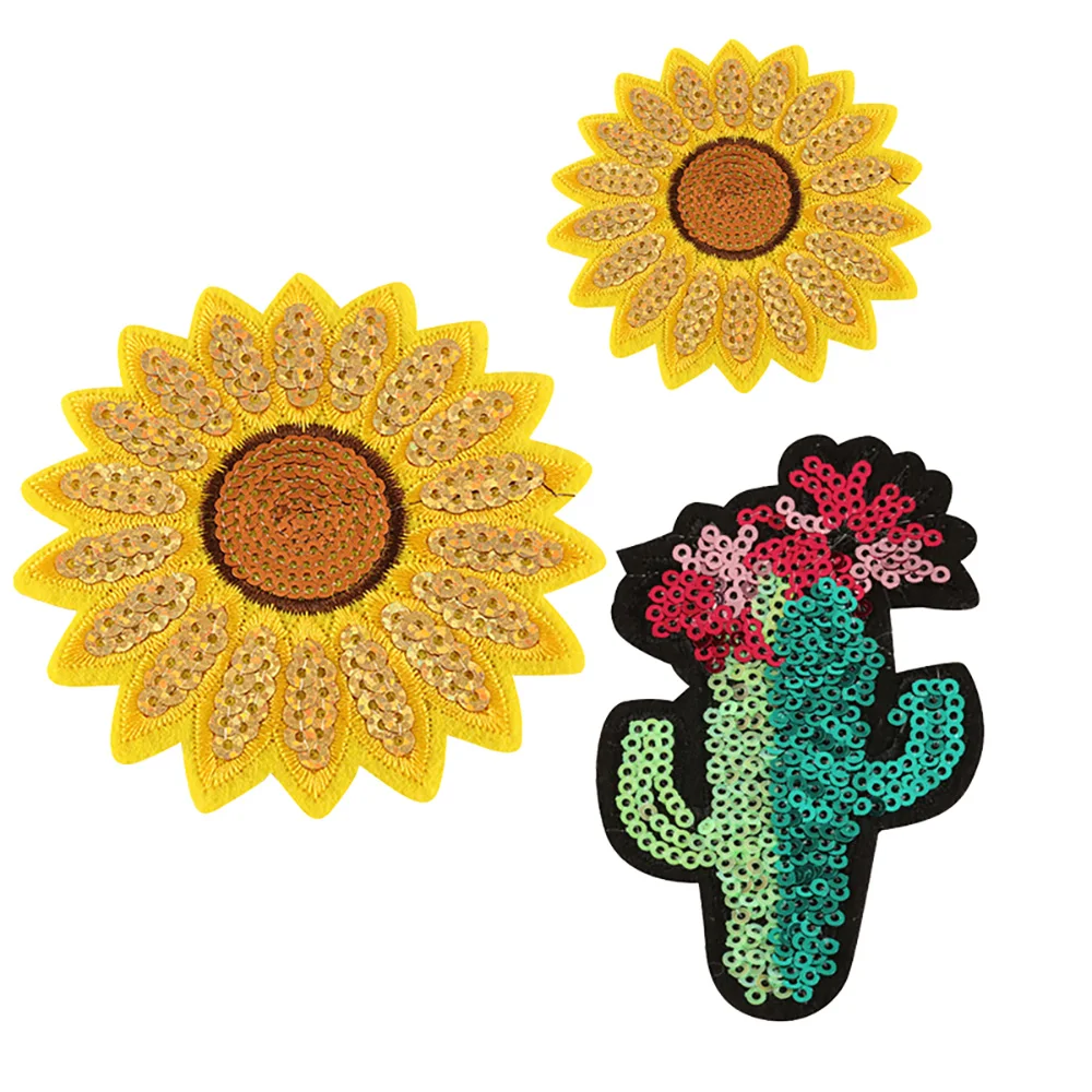 

5 шт ПОДСОЛНУХ патчи блестки Патчи DIY ручной работы железа на аппликации для одежды сумки аксессуары