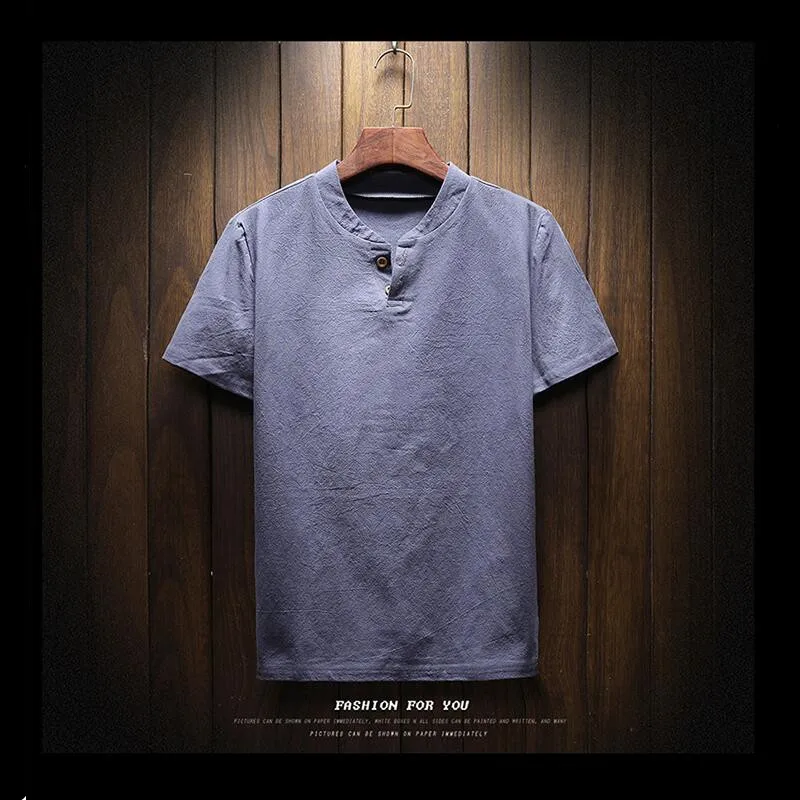 Весенняя и Летняя мужская повседневная футболка с коротким рукавом хлопковая