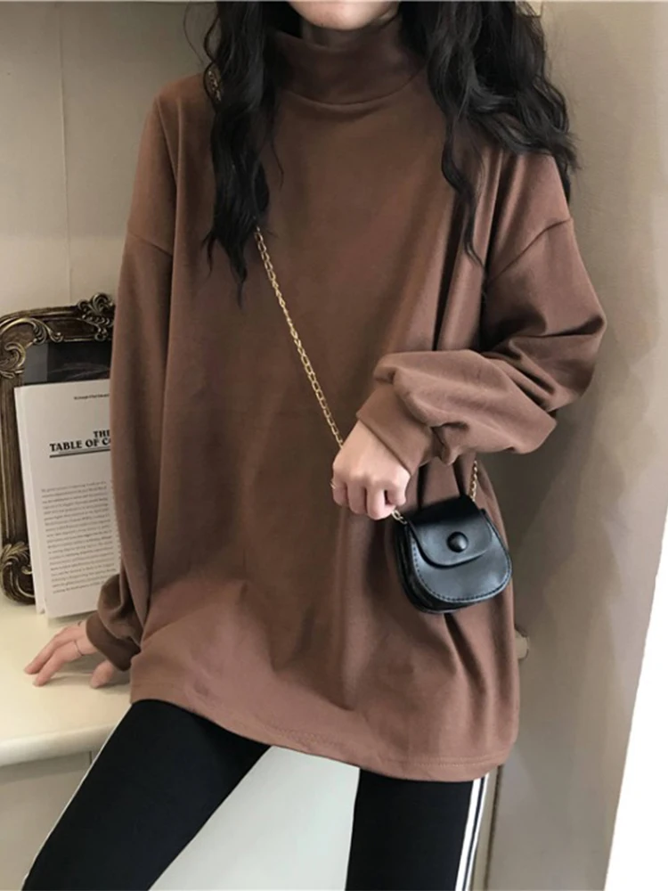 

High collar sweater female new Korean loose lazy wind leisure joker plus velvet thick warm coat coat
