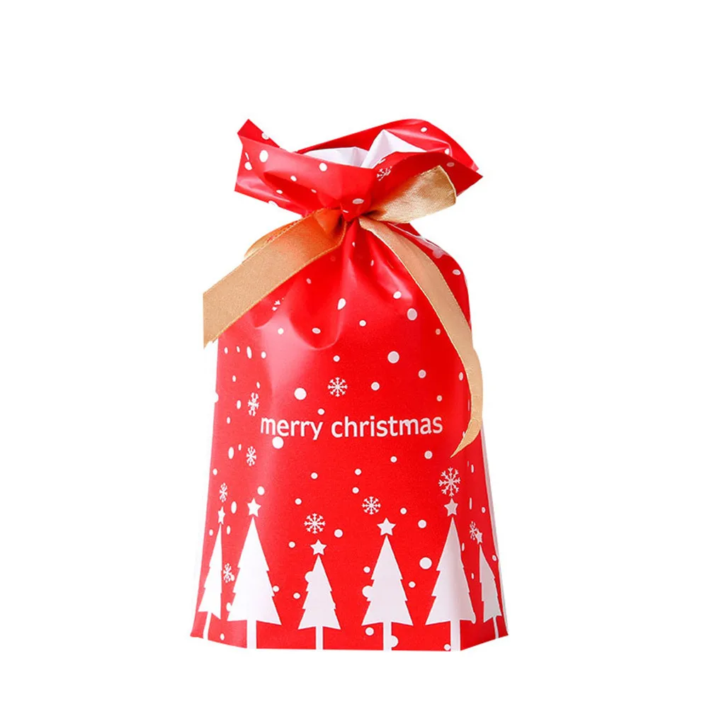 

50PCS Drawstring Christmas Gift Bags PE Treat Bags Candy Bags Party Favor Bags for Christmas Goodies Cookies Wrap F2
