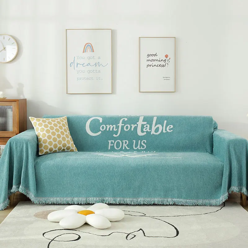 

Thickening Bed Sofa Cover Solid Nordic Chenille Couch Cover Towel Living Room Home Decor Seat Anti-dust Throw Blanket Cloth
