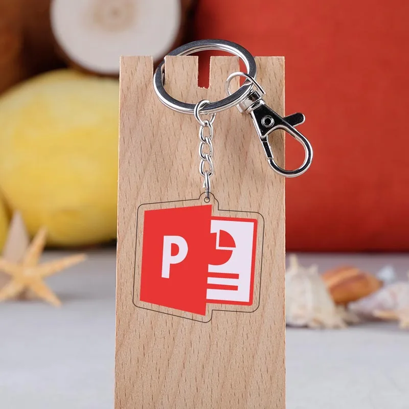 Брелок для ключей с изображением знака офисного программного обеспечения