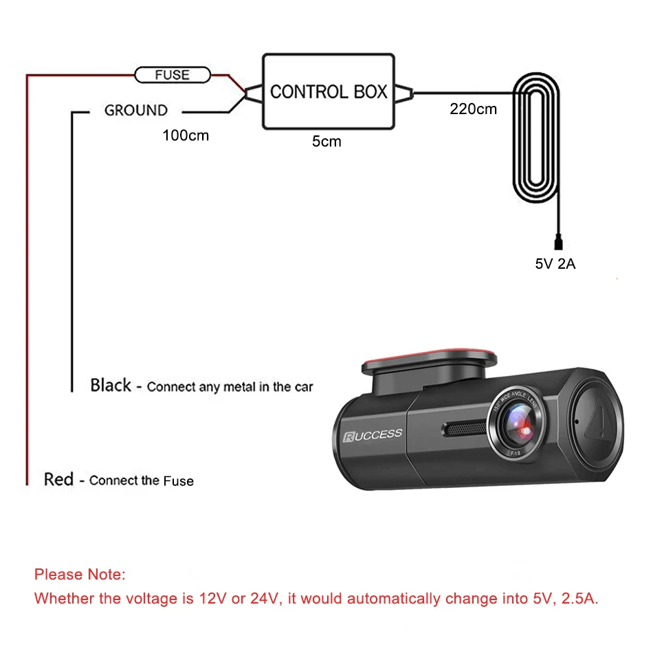 RUCCESS жесткий провод комплект Мини Micro USB 12 В до 5 В 2.5A автомобильный адаптер DVR мощность зарядный кабель Hardwire комплект для Xiaomi/70mai/Dash Cam