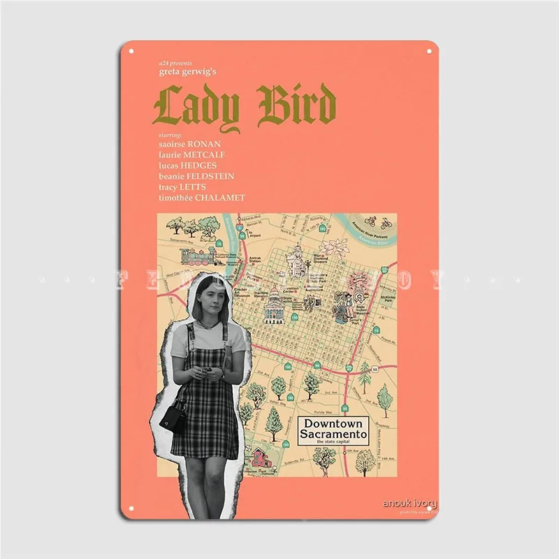 

Lady Bird 2017 Poster Metal Plaque Cinema Garage Party Classic Wall Decor Tin Sign Poster