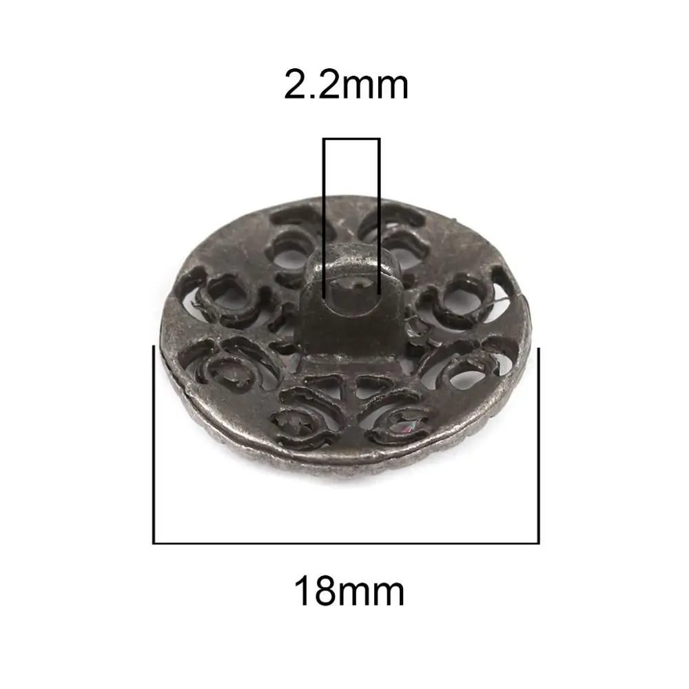 DoreenBeads джинсы кнопка из сплава Круглый серебристый цвет одно отверстие без