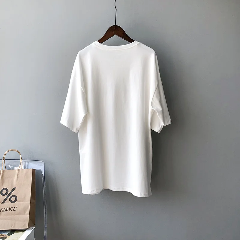 

Korean Simple Style O-neck Short Sleeve Women T-shirts Embroidery Design Solid Tees 2021 Summer Casual Ropa Plus Size Mujer