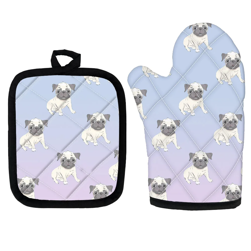 

Перчатки-Прихватки из полиэстера, с принтом в виде Мопса