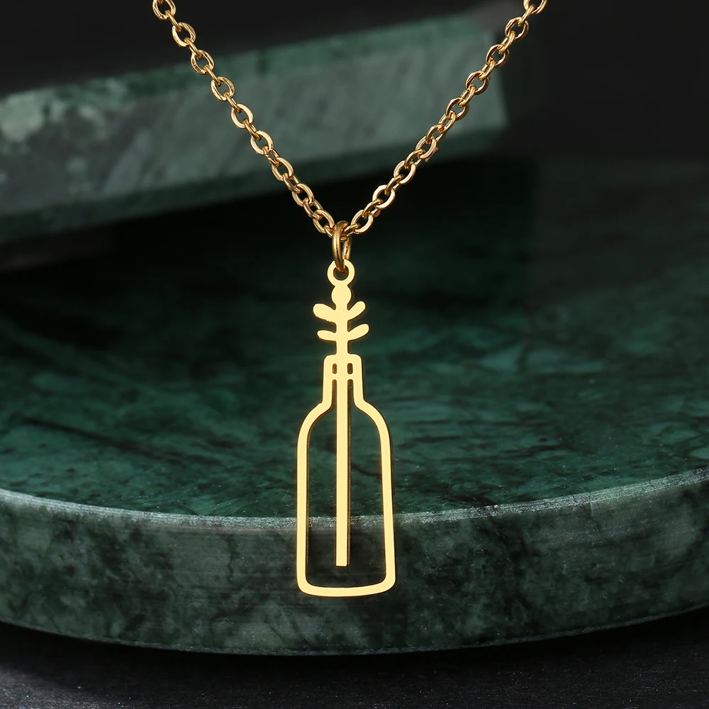 

Stainless Steel Necklaces Simple Long Retro Vase Pendant Chain Fashion Necklace For Women Jewelry Wedding Party Girls Gifts 1Pcs