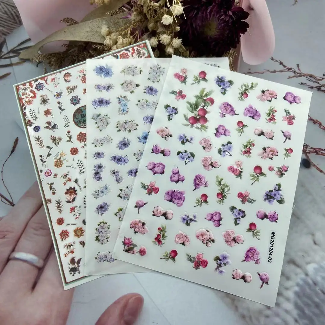 

3D Nail Sticker Flower Design DIY Tips Nail Art Ornament Packaging Self Adhesive Transfer Decal Slider
