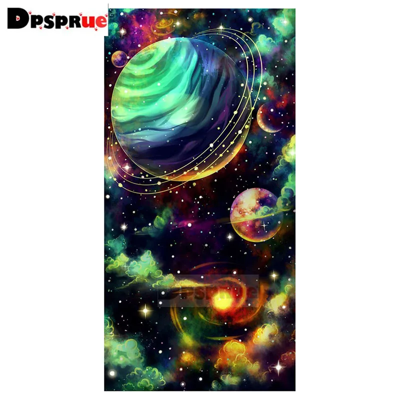 Dpsprue 5D Diy Алмазная вышивка крестиком &quotКосмическая планета&quot полный квадратный