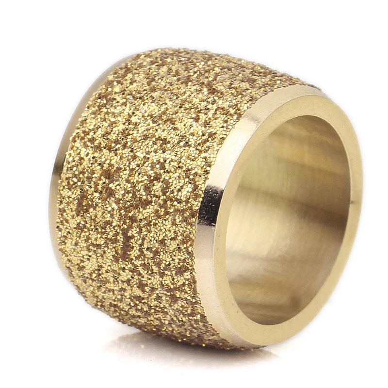 

Japanese and Korean Ins Wind Rose Gold 18K Gold Frosted Stainless Steel Ring for Men Titanium Steel Frosted Non-fading Jewelry