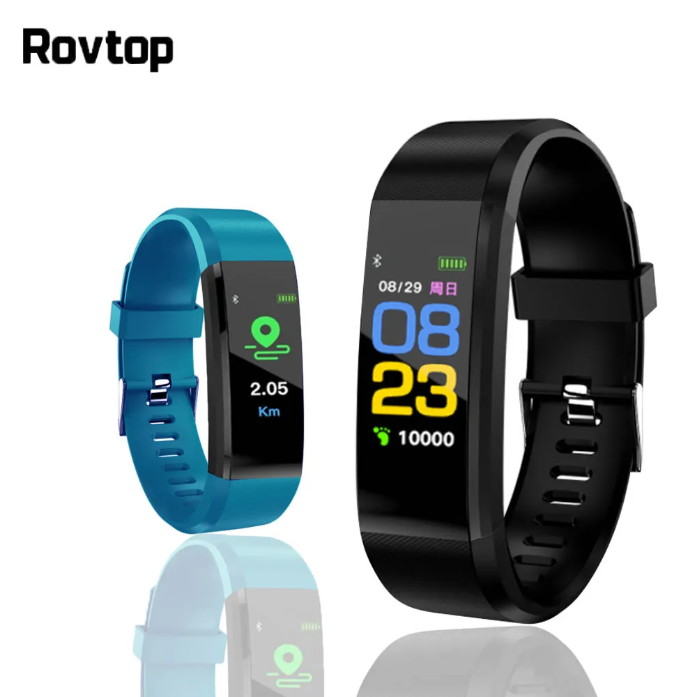 Смарт часы Rovtop 115 Plus с тонометром фитнес трекер пульсометр браслет смарт