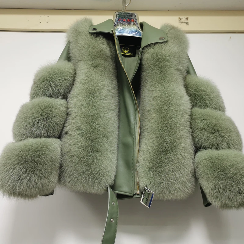 2022 Winter New Fashion Real Fox Fur Coats With Genuine Sheepskin Leather Wholeskin Natural Fox Fur Jacket Outwear Luxury Women