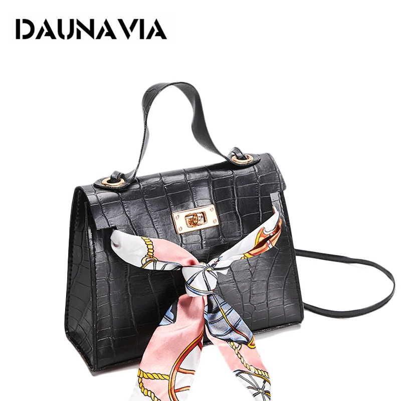 Женские сумки с лентами DAUNAVIA дизайнерские через плечо из искусственной кожи