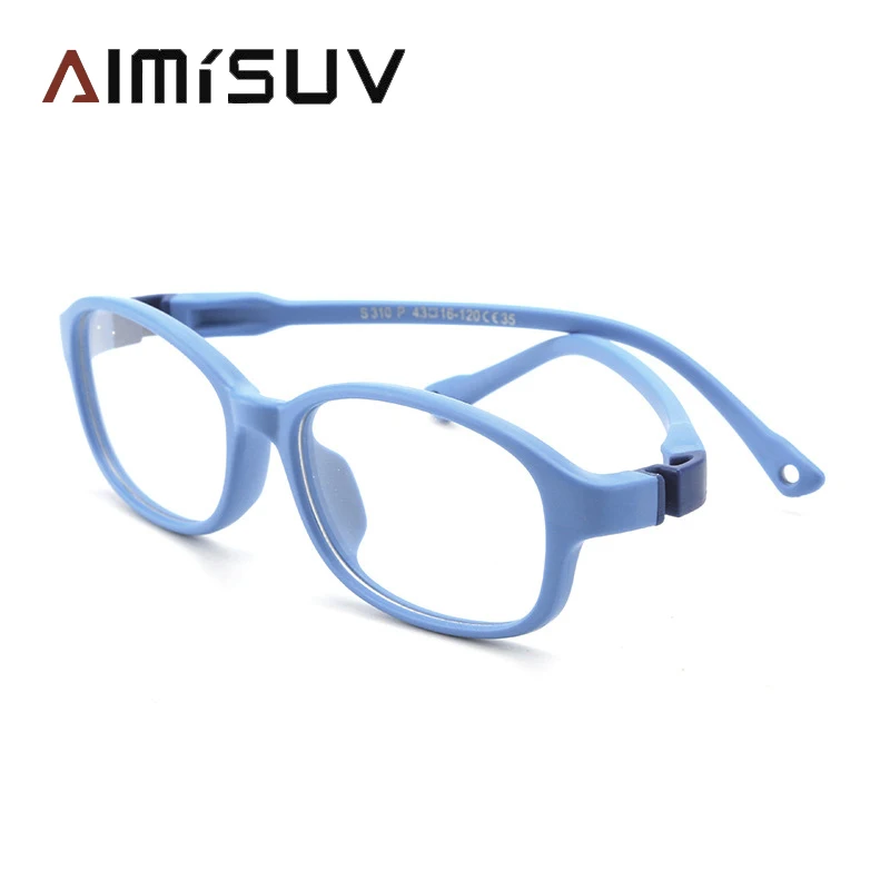 

AIMISUV 2023 Square Fashion Unisex TR90 Flexible Ultralight Glasses Frame Kids Optical Clear Silicone Eyeglasses Boy Girls UV400