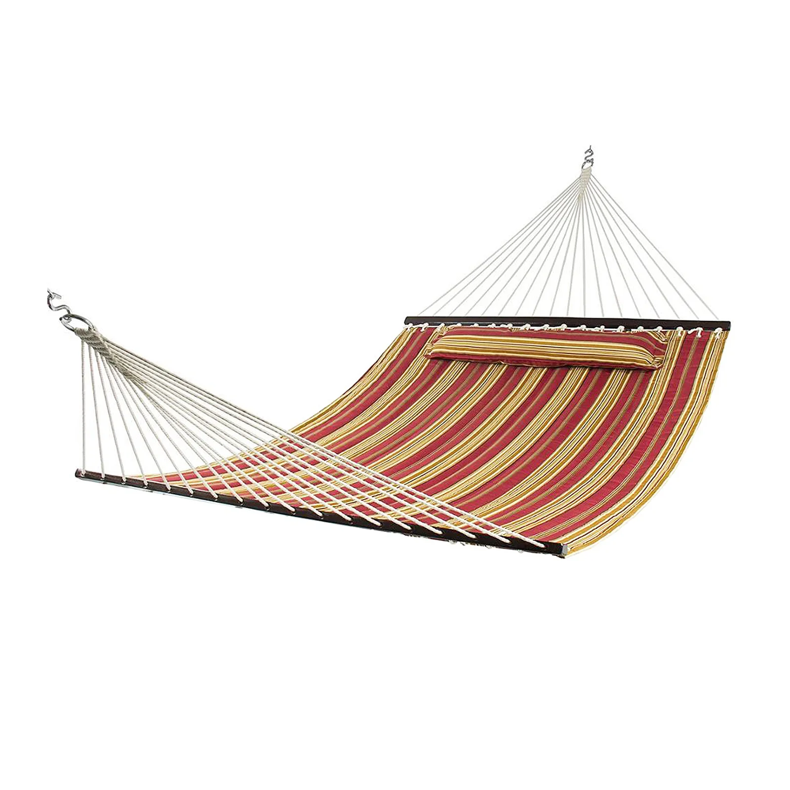 

2 Person Hammock Lengthen&Thicken Quilted Fabric Outdoor Hammock with Spreader Bars Heavy Duty 450 Pound Capacity[US-Stock]