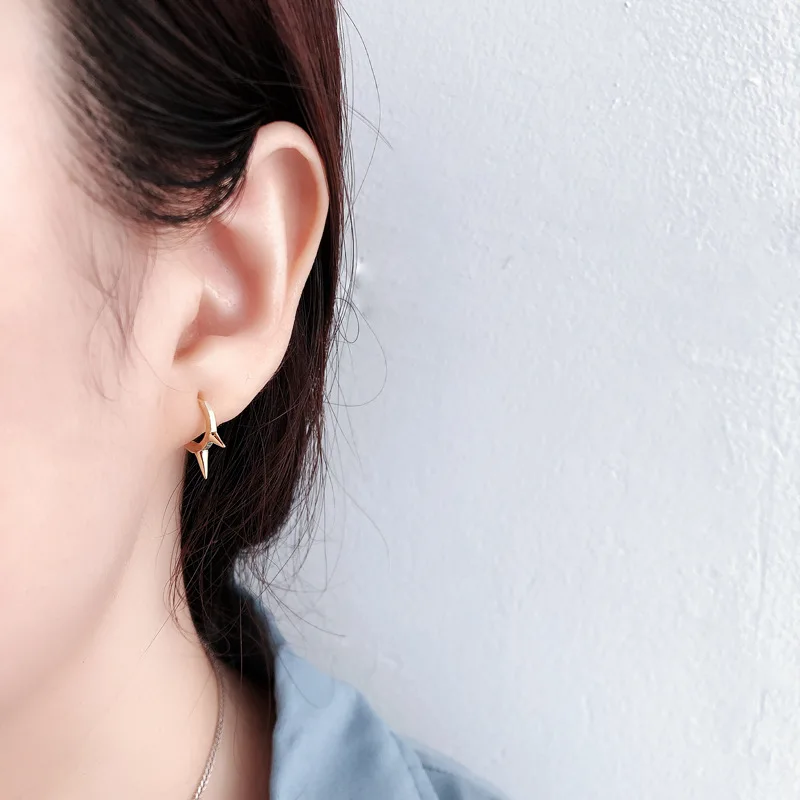 

LOOXI Silver Gold Color French Punk Hip-Hop Geometric Small Hoop Earrings for Women Gold Silver Party Jewelry Accessories Gifts