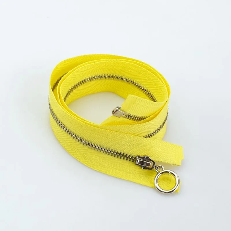 yellow Meetee 2/5 шт 3#70 см с металлическими заклепками; туфли-лодочки на молнии, Fermeture застежкой-молнией A Coudre с открытым концом застёжка-молния для шитья DIY аксессуары для одежды KY2135 - Цвет: yellow