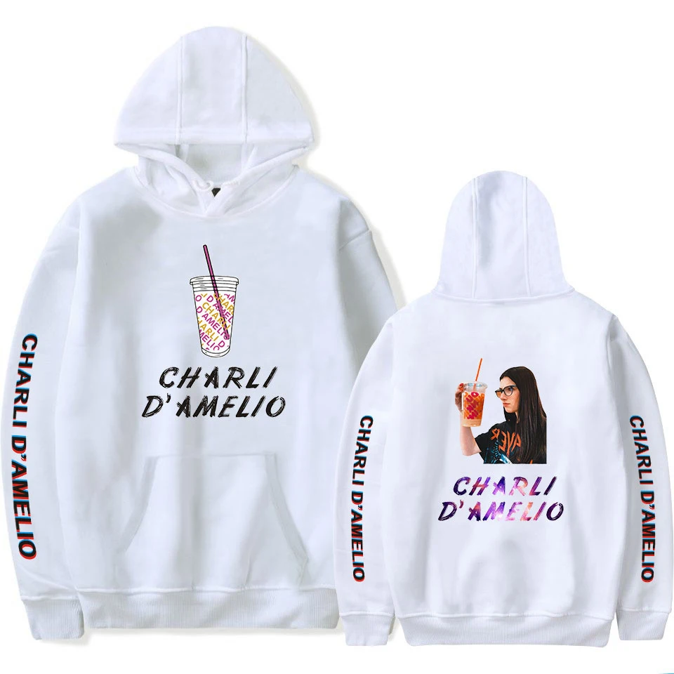 

Толстовка Charli Damelio для мужчин и женщин, пуловер в стиле Харадзюку для мальчиков и девочек, Свитшот оверсайз с капюшоном, топ, Осень-зима