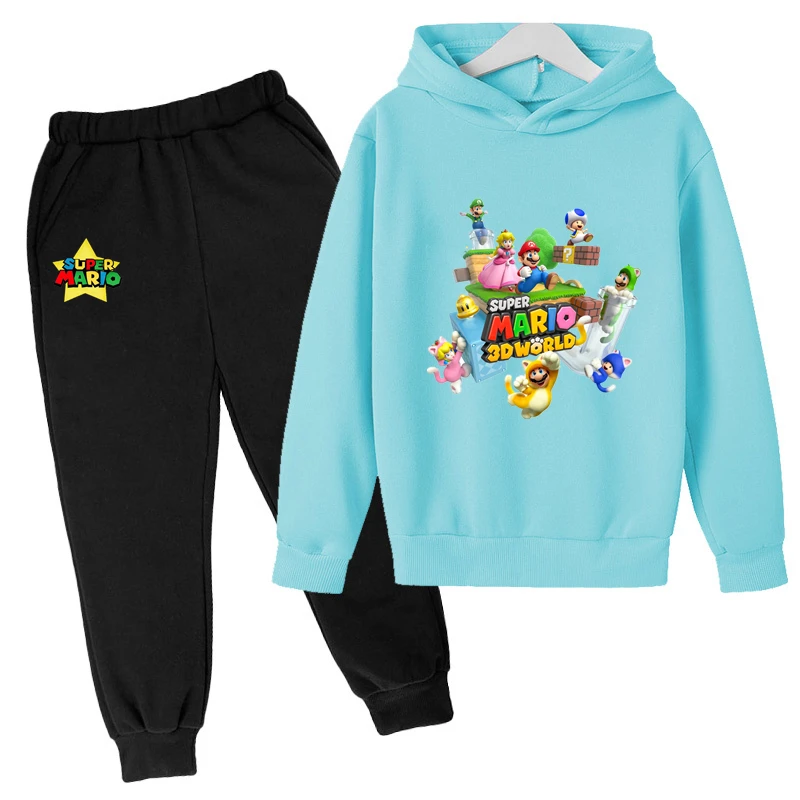 

Super Mario- Kids Clothes Hoodies+Pants Boys Girl Clothes Bario-bros Hoodies Clothes for Teenagers Autumn Boy Games Anime Costum