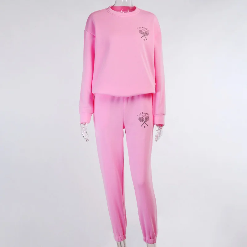 

VS&LLWQ Casual Long Sleeve Loose Tracksuit Women Two Piece Set Female Soild Outfits Loose Sweatshirt Jogger Pants Matching Sets