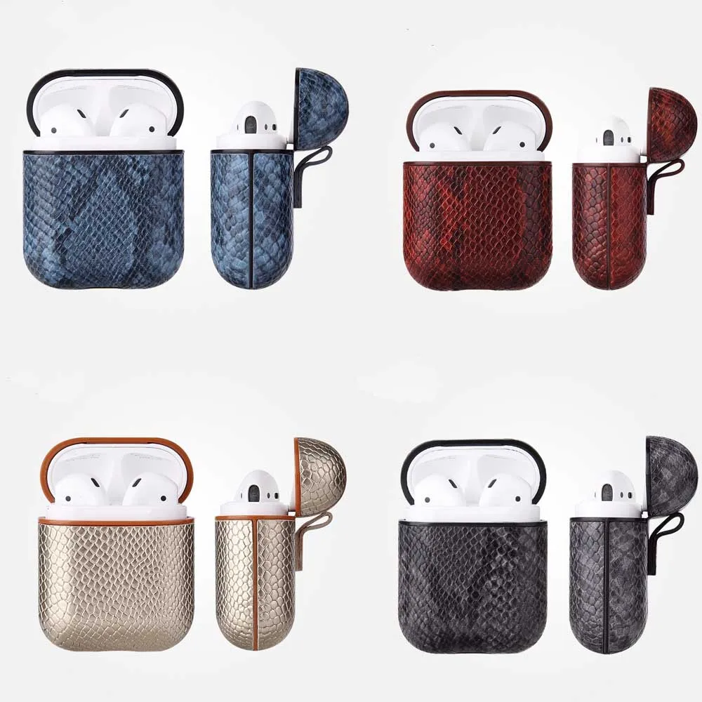 Нескользящий кожаный чехол сумка для Apple AirPods Bluetooth беспроводные наушники Air Pods