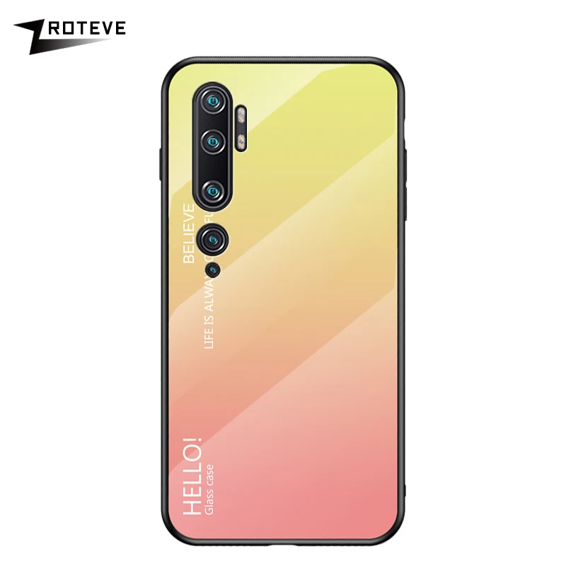 Цвет: желтый Note 10 Pro Чехол Zroteve силиконовая рамка стеклянная крышка для Xiaomi mi Note 10 чехол обесцвечивающее стекло задняя крышка Xia mi Xio mi Note 10 - Цвет: Цвет: желтый