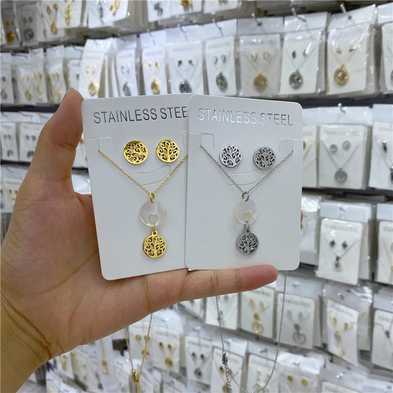 2020 модное ожерелье из нержавеющей стали с деревом жизни серьги для женщин