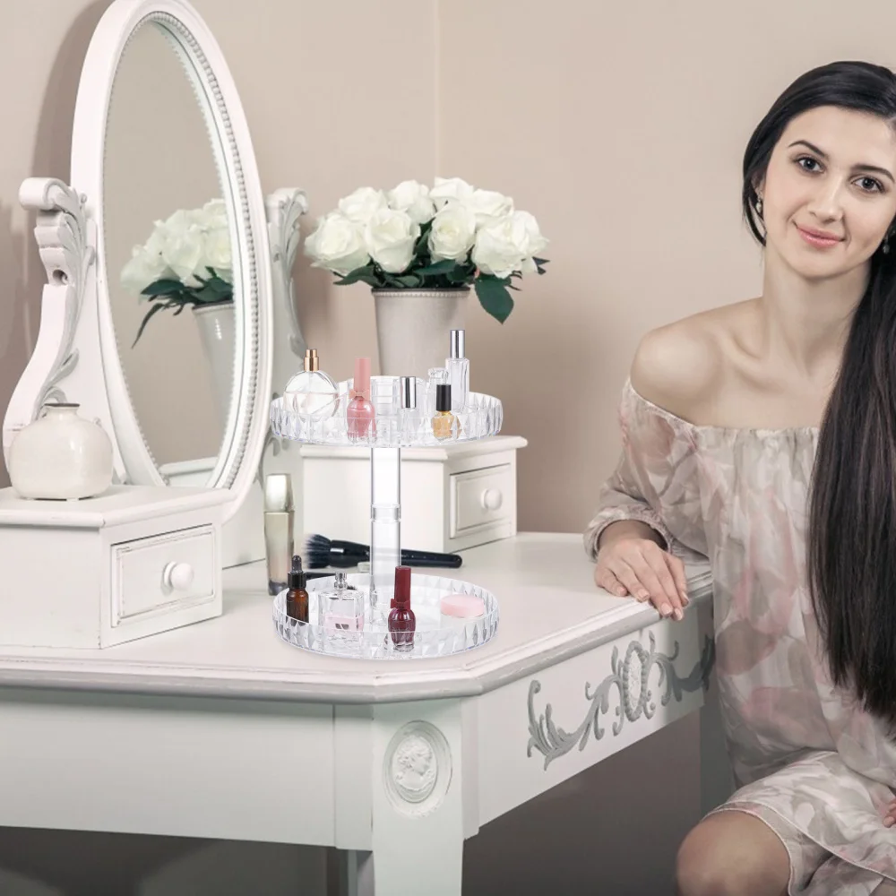 

1Pc Rotation Makeup Rack Cosmetic Display Rack Household Supply (Transparent)