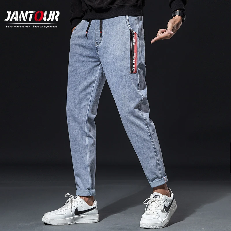 

Jean Homme Autumn Winter Casual Light Blue Men Jeans 2022 Japan Style Streetwear Harem Pants Elasticity Vaqueros Hombre Man 38