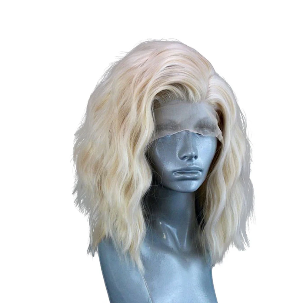 Парики QUINLUX из платиновых светлых волос короткие волосы с волнистыми