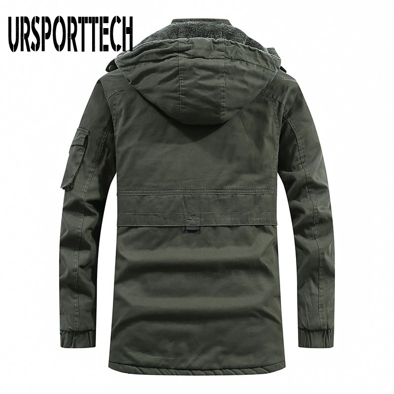 URSPORTTECH Winter Jacket Men Parkas New Casual Warm Men Parka Coat Military Windproof Hooded Jackets Windbreaker Men Coats