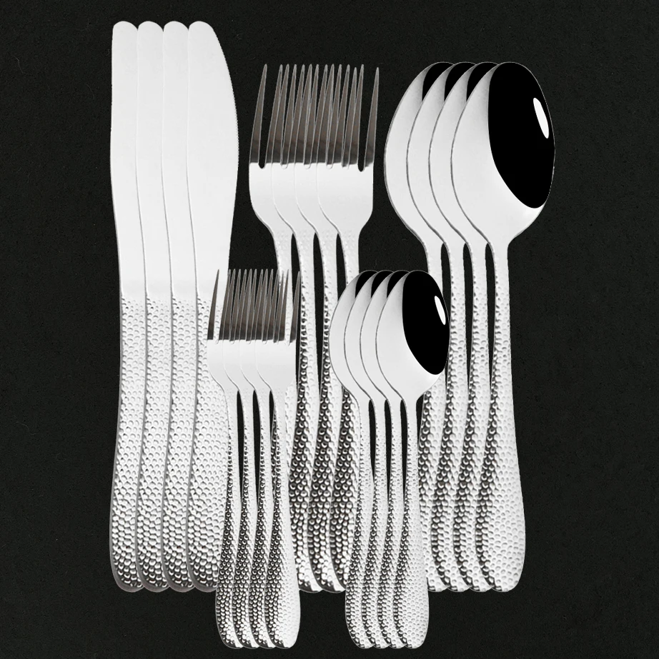 

20Pcs Stainless Steel Gold Plate Cutlery Set Western Dinnerware Tableware Silverware Set Dinner Knife Fork Spoon Drop Shipping