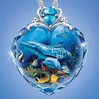 Новое ожерелье с подвеской в форме сердца из хрустального стекла под водой мир Кита Дельфин женское ожерелье аксессуары для животных Ювелирные изделия Вечерние