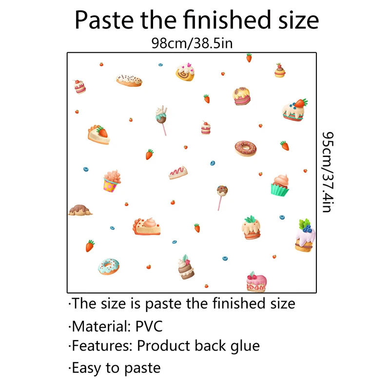 

Zollor Bread Cake Strawberry Doughnut Wall Sticker Kitchen Restaurant Window Background Decoration Creative Stickers Removable