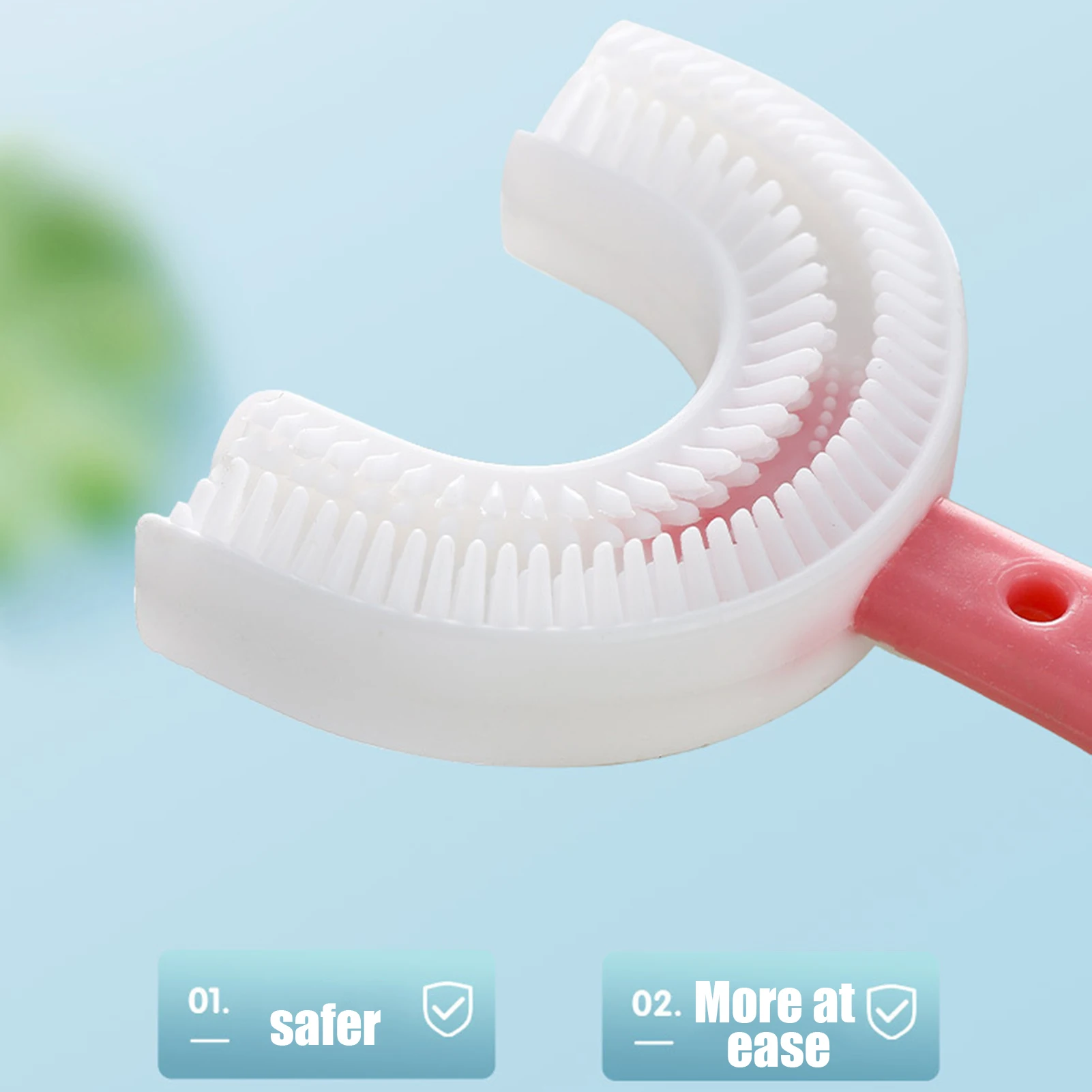 Cepillo de dientes en forma de U para ni&ntilde;os, todo redondeado, 360 limpieza bucal, Manual de entrenamiento, 2 tama&ntilde;os-4