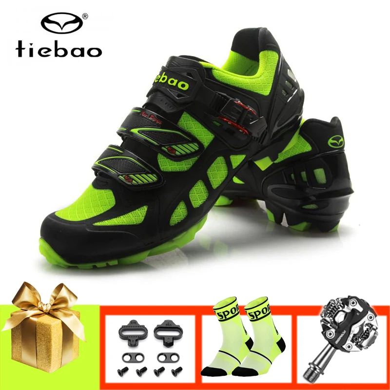 Tiebao mountain bike shoes men women sapatilha ciclismo SPD Pedals cycling sneakers breathable non-slip self-locking mtb shoes